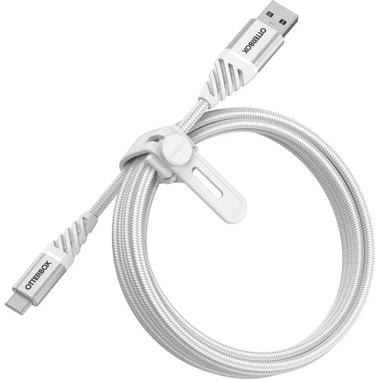 OtterBox USB-C to USB-A (2.0) Premium Cable (2M) - White (78-52668), 3 AMPS (60W), 10K Bend, Samsung Galaxy, Apple iPhone, iPad, MacBook, Google, OPPO, Nokia 78-52668