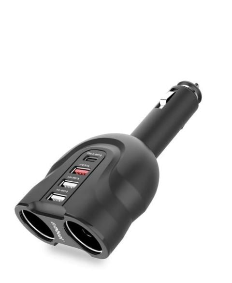mbeat Gorilla Power Four Port USB-C PD & QC3.0 Car Charger with Cigar Lighter Splitter MB-CHGR-C38