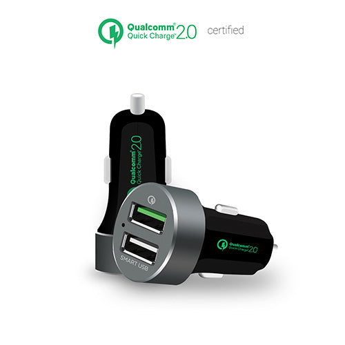 mbeat QuickBoost USB 2.0 Dual Port Car Charger - Certified Qualcomm Quick Charge 2.0 technology /Fast Charging/Samsung Galaxy Note Apple iPhone MB-CHGR-QBS