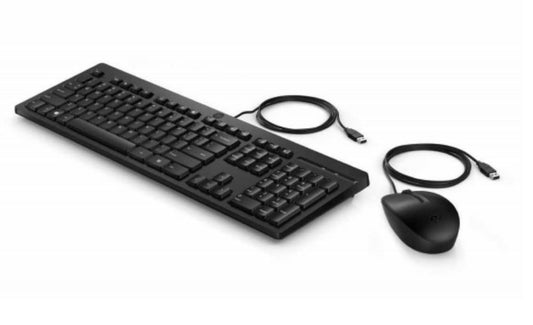 HP 225 USB Wired Keyboard Mouse Combo for Business - Full-Sized USB 3.0 Type-A Comfotable Reliable Ergonomic Plug & Play Over 50% Recycled Material 286J4AA