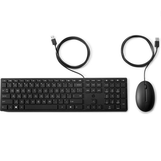 HP 320MK USB Wired Desktop Keyboard Mouse Combo Reduced-sized & Low-Profile Quiet Keys Easy Clean Plug&Play for Notebook Desktop PC 9SR36AA