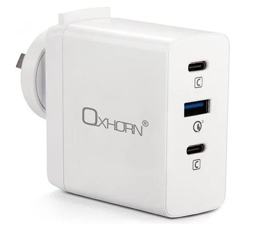 Oxhorn 100W USB GaN Type-C fast Charger, 2x USB-C, 1x USB-A Fast Charger NB-PD100