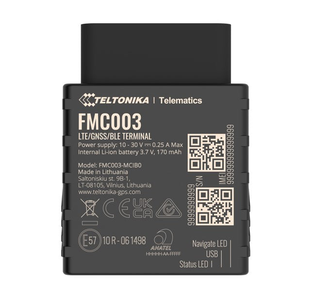 Teltonika FMC003 Advanced Plug and Track Real-Time Tracking Terminal with GNSS, GSM and Bluetooth Connectivity FMC003WMNJ01