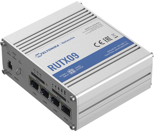 Teltonika Industrial Cellular Router, 4G LTE CAT 6, Dual SIM, Instant LTE Failover, Gigabit Ethernet, Location Tracking with GNSS/GPS, PSU included RUTX09000300