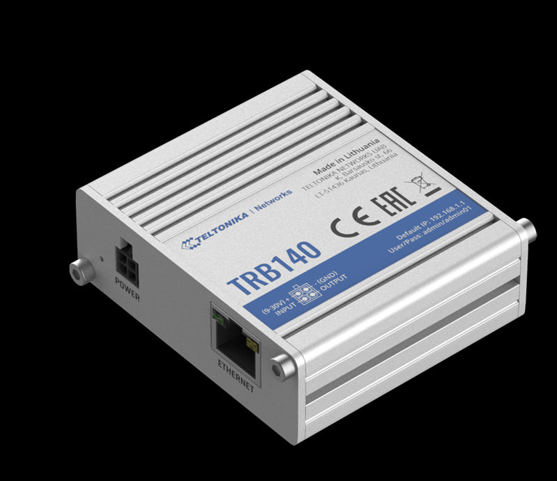 Teltonika Industrial Rugged LTE Gateway, 4G/LTE (Cat 4), Compatible with industrial DNP3 & Modbus communication protocols, PSU included TRB140107000