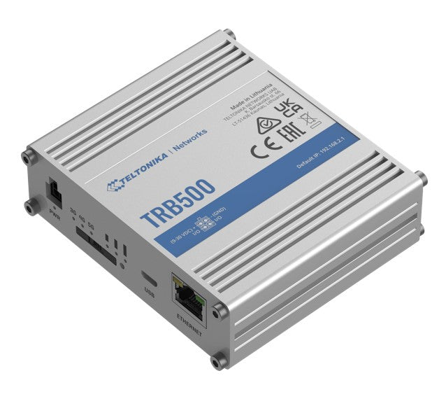 Teltonika Industrial 5G Gateway, Ultra-high Cellular Speeds of Up to 1 Gbps, Backward Compatible with 4G (LTE CAT 20) Network, PSU included TRB500000200