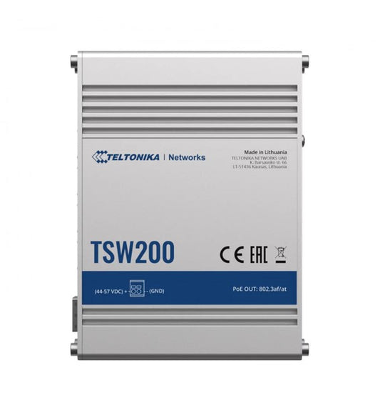 Teltonika TSW200 - Industrial Unmanaged PoE+ Switch - Does not include Power Supply NHT-PR320AUA TSW200000010
