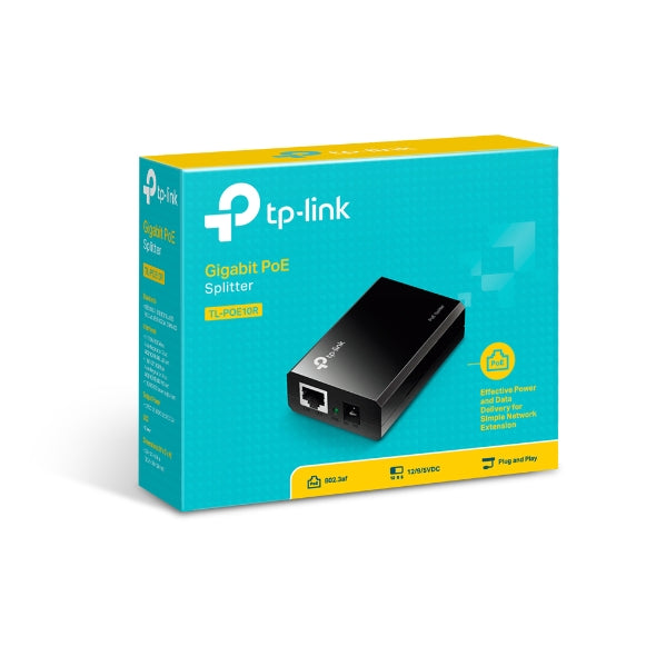 TP-Link POE10R Omada PoE Splitter 2xGbE Gigabit RJ45 Port Power Over Ethernet Adapter carry Power & Data over 100m Plug & Play POE10R