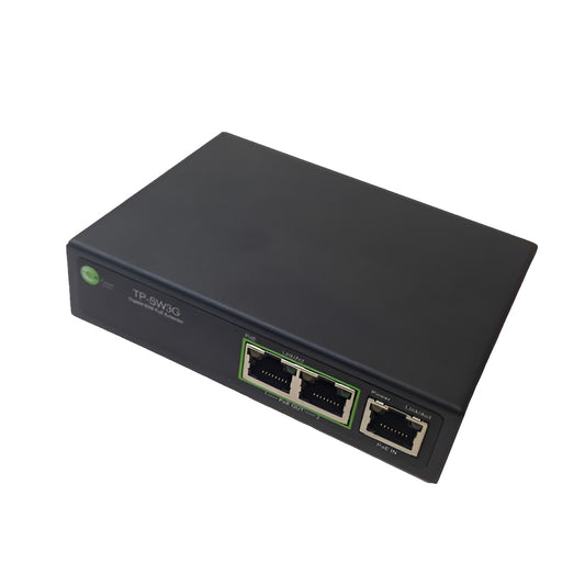 Tycon Power, TP-SW3G, 3 Port GigE 802.3af/at PoE Unmanaged Switch, 802.3af/at or Passive PoE 2/4pair Input, Dual 802.3at PoE Output TP-SW3G