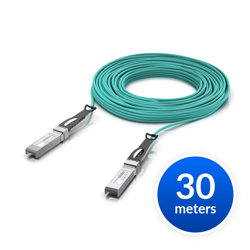 Ubiquiti 10 Gbps Long-Range DAC, 30m Length, Long-range SFP+ Direct Attach Cable w 10 Gbps Maximum Throughput Rate UACC-AOC-SFP10-30M