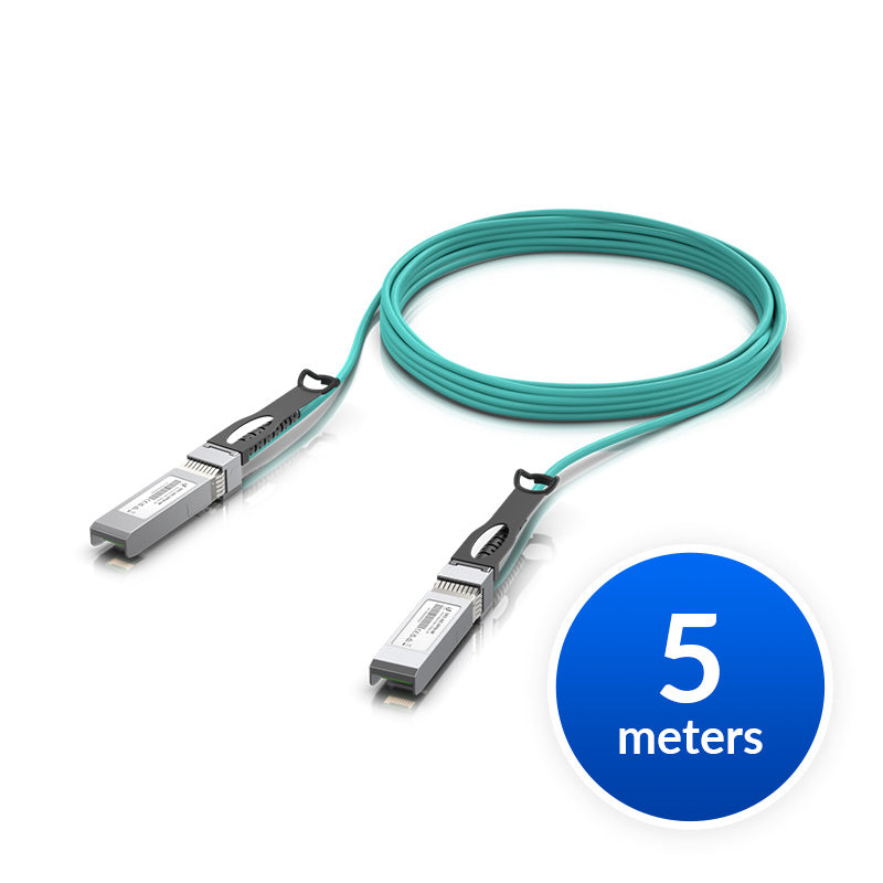 Ubiquiti 25 Gbps Long-Range DAC, Long-range SFP28, 5m Length, Support 25/10/1 Gbps, PVC Cable Jacket, Aqua Color UACC-AOC-SFP28-5M