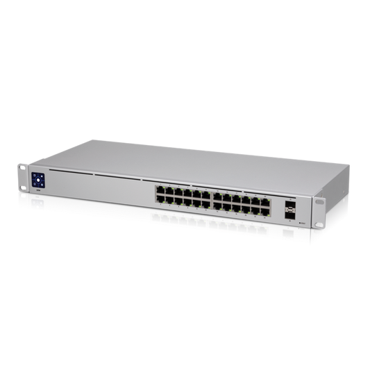 Ubiquiti UniFi 24 port Managed Gigabit Switch - 24x Gigabit Ethernet Ports, with 2xSFP - Touch Display - Fanless - GEN2,  USW-24