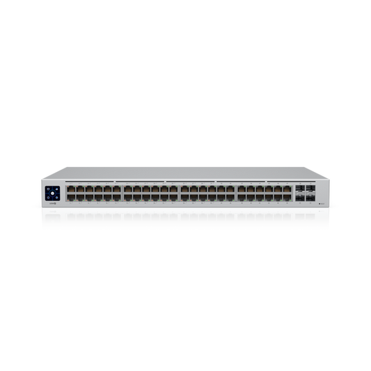 Ubiquiti UniFi 48-port Managed Gigabit Layer2 switch, 48x Gigabit Ethernet Ports w/ 32x 802.3at POE+, 4x SFP Port Touch Display 195W,  USW-48-POE