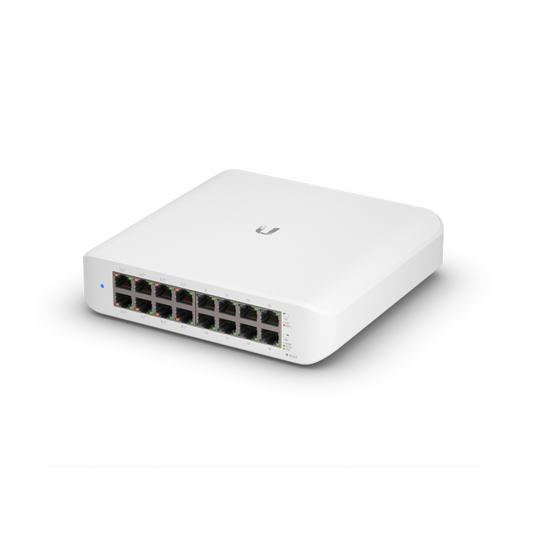 Ubiquiti UniFi Switch Lite 16 PoE, Layer 2, 16x GbE RJ45 Ports, 8x 802.3at PoE+ Ports, 45W PoE, Silent Operation, Wallmount Kit Include,  USW-Lite-16-POE