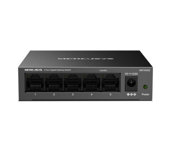 Mercusys MS105GS 5-Port Gigabit Desktop Switch, 5x10/100/1000 MbpsRJ45 port Supporting Auto-MDI/MDIX MS105GS