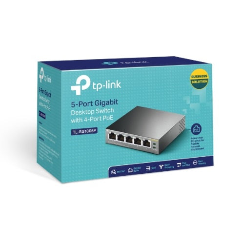 TP-Link TL-SG1005P 5-Port Gigabit Desktop Switch with 4-Port PoE 56W TL-SG1005P