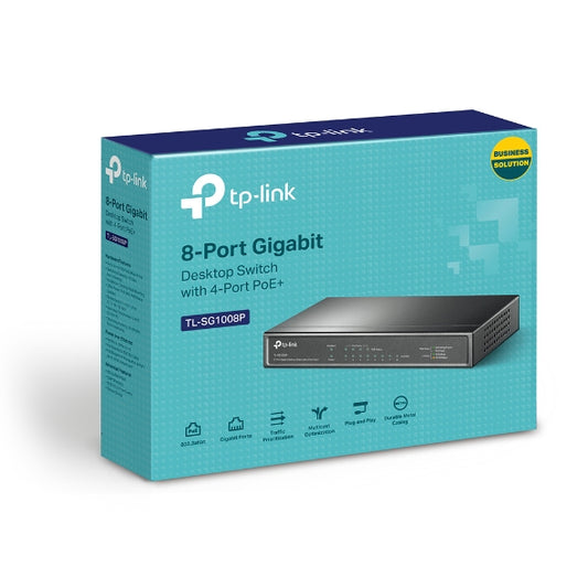 TP-Link TL-SG1008P 8-Port Gigabit Desktop Unmanaged Switch with 4-Port PoE 53W IEEE 802.3af, Up to 64W for all PoE ports, Up to 15.4W for each PoE por TL-SG1008P