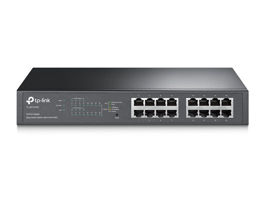 TP-Link TL-SG1016PE 16-Port Gigabit Easy Smart Switch 8-Port PoE+ Rack Mountable/Desktop, 32Gbps Switching Capacity, 8K MAC Address Table TL-SG1016PE