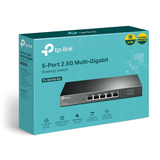 TP-Link TL-SG105-M2 5-Port 2.5G Desktop Switch, Up To 25G Switching Capacity, Connects 2.5G NAS/Server, 2.5G WiFi 6 AP, 4K Video, Wall-Mountable, 5YW TL-SG105-M2