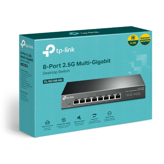 TP-Link TL-SG108-M2 8-Port 2.5G Desktop Switch, Up To 40G Switching Capacity, Connects 2.5G NAS/Server, 2.5G WiFi 6 AP, 4K Video, Wall Mountable, 5YW TL-SG108-M2