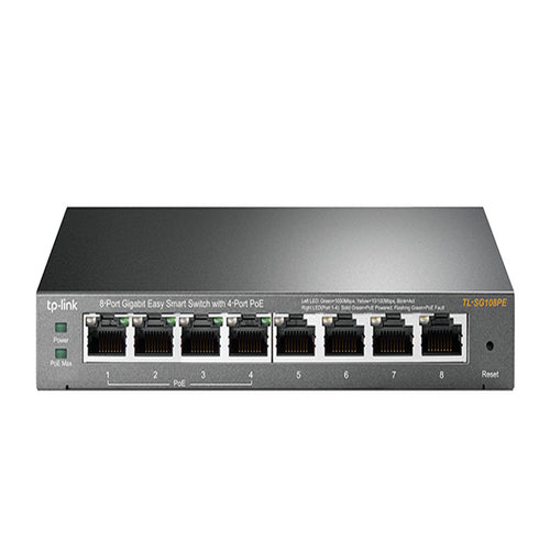 TP-Link TL-SG108PE 8-Port Gigabit Easy Smart Switch with 4-Port PoE, 55W IEEE 802.3af, Fanless, VLAN Features TL-SG108PE