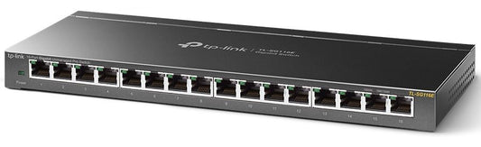 TP-Link TL-SG116E 16-Port Gigabit Unmanaged Pro Switch Desktop/Wall Mounting L2 Features 32xVLAN 32Gbps Capacity 23.81Mpps 8K MAC 4.1Mb Buffer Fanless TL-SG116E