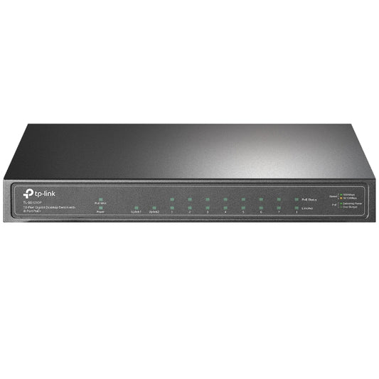 TP-Link TL-SG1210P 10-Port Gigabit Desktop Switch with 8-Port PoE+ IGMP Snooping 1 Gigabit SFP Slot, Fanless TL-SG1210P