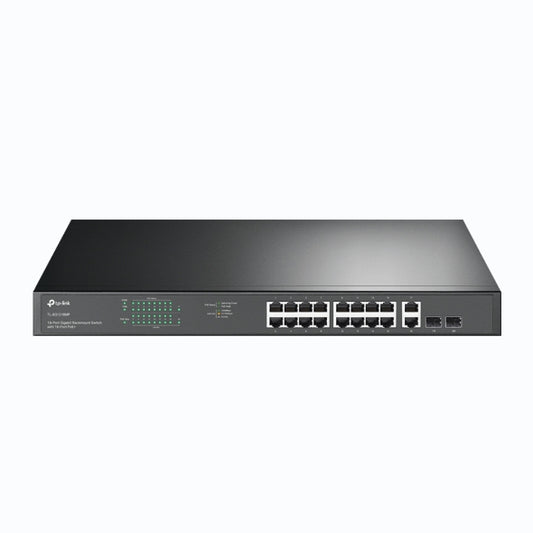 TP-Link TL-SG1218MP 18-Port Gigabit Rackmount Switch With 16 PoE+ & 2 SFP Slots, 16x Gigabit PoE+ Ports, 2x Gigabit Non-PoE Ports, 2x Combo Gigabit SF TL-SG1218MP