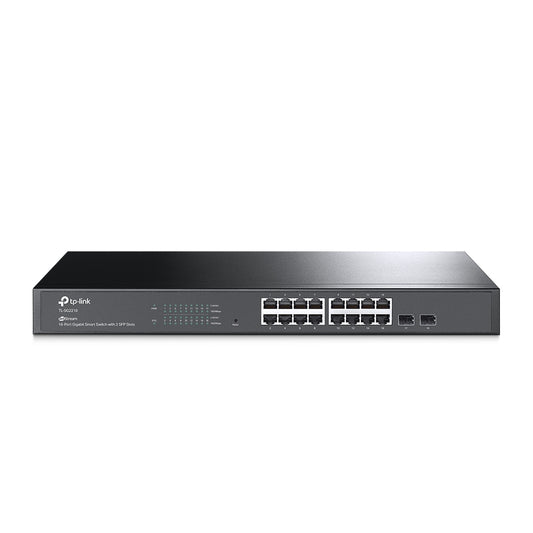 TP-Link SG2218 JetStream 16-Port Gigabit Smart Switch with 2 SFP Slots, Support Omada SDN, L2/L3/L4 QoS, Static Routing, Rack Mountable SG2218