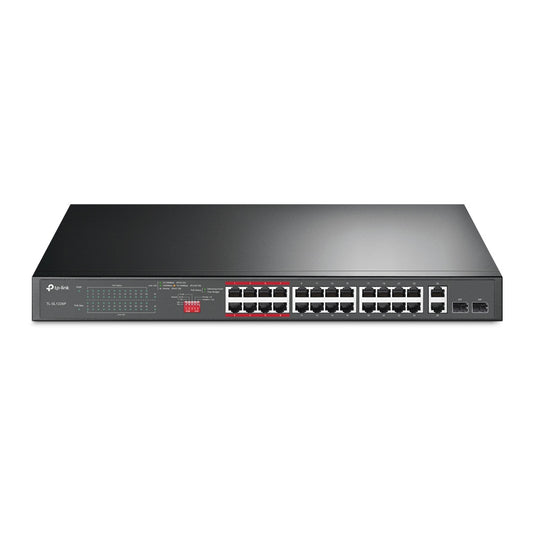 TP-Link TL-SL1226P 24-Port 10/100Mbps + 2-Port Gigabit Unmanaged PoE+ Switch, Up To 250W For all PoE Ports, Up To 30W Each PoE Port TL-SL1226P