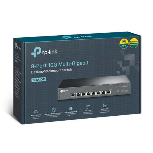 TP-Link TL-SX1008 8-Port 10G Desktop/Rackmount Switch, 160Gbps, Intelligent Fan Noise adjustment, Metal Casing, Plug and Play TL-SX1008