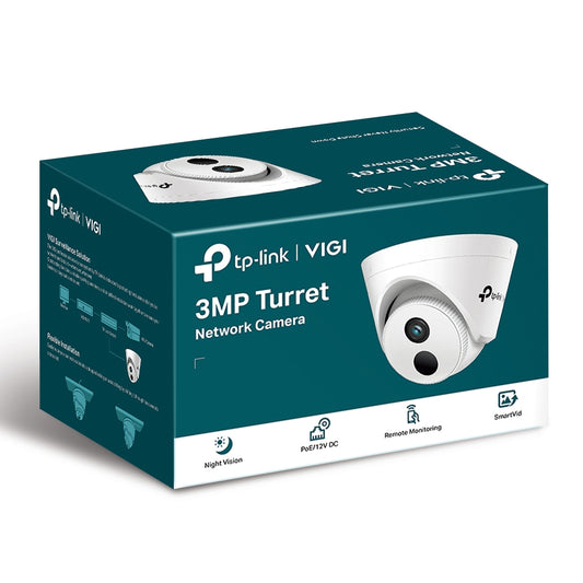 TP-Link VIGI 3MP C400HP-2.8 Turret Network Camera, 2.8mm Lens, Smart Detection, Smart IR, WDR, 3D NDR, Night Vision, H.265+, PoE/12V DC 2YWT VIGI C400HP-2.8