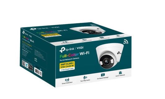 TP-Link VIGI 4MP C440-W(4mm) Full-Colour Wi-Fi Turret Network Camera, 4mm Lens, Smart Detection, 3YW VIGI C440-W(4mm)