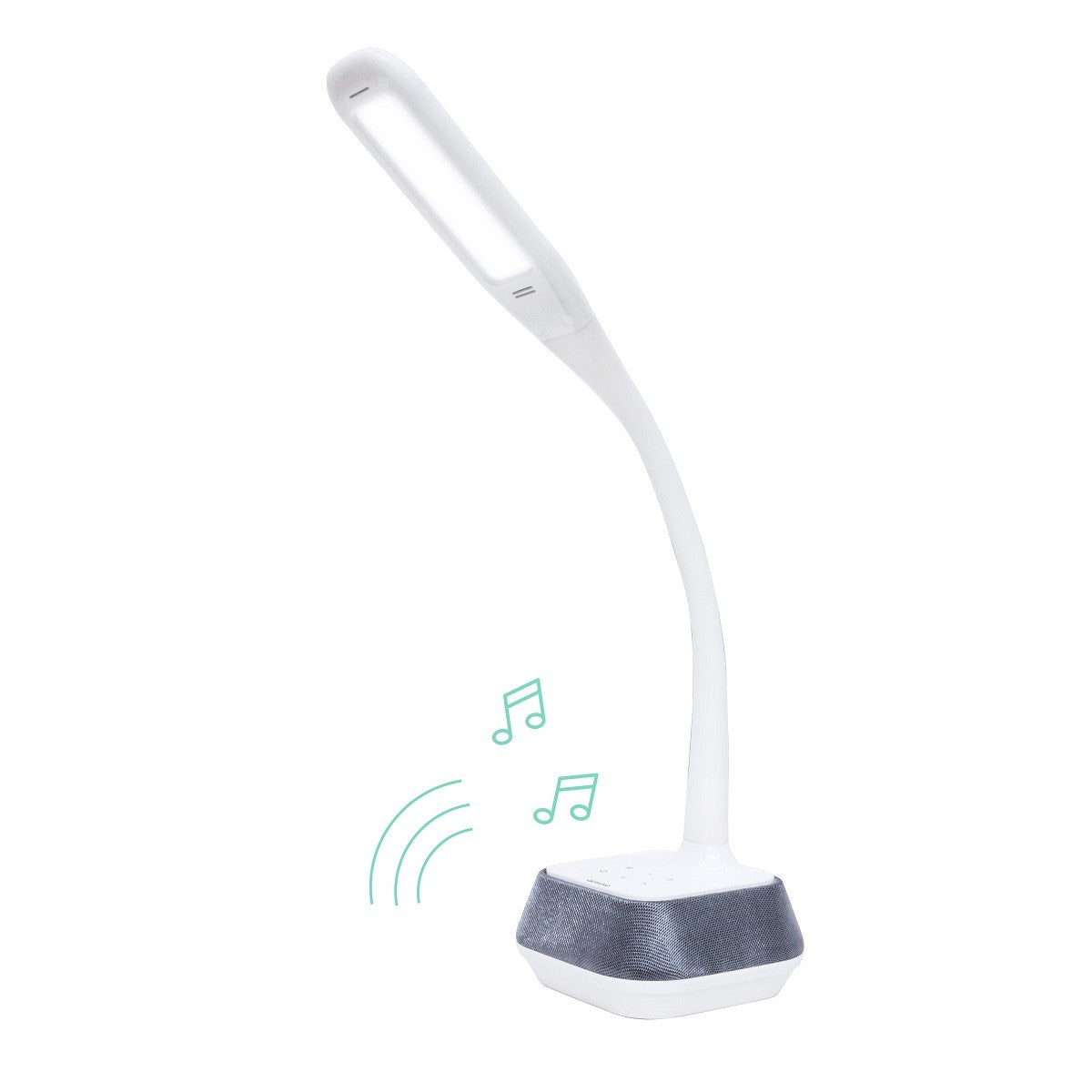 mbeat actiVIVA LED Desk Lamp with Bluetooth Speaker - 12V 1.5A 5W/LED illumination Switches/Warm Cool Modes/Rubberized Flexible Neck/Touch Sensi ACA-LED-M6