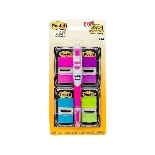 Post-It Flags Bright Colours with Highlighter 25 x 43mm - Value Pack  - 7100046821