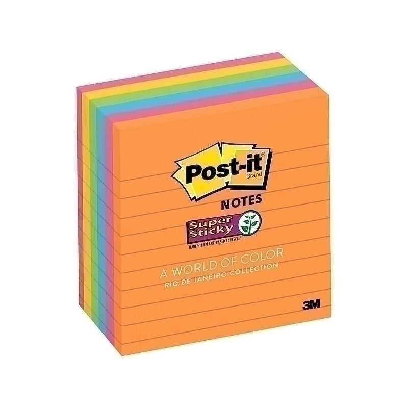Post-It Lined Super Sticky Notes Rio De Janeiro 101 x 101mm 6-Pack  - 7010372294