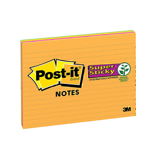 Post-It Lined Super Sticky Notes Rio De Janeiro 203 x 152mm 4-Pack  - 7100230167