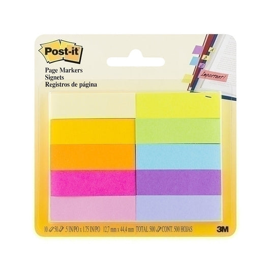 Post-It Page Markers Assorted Colours 13 x 45mm 10-Pack - Box of 6  - 7100247676