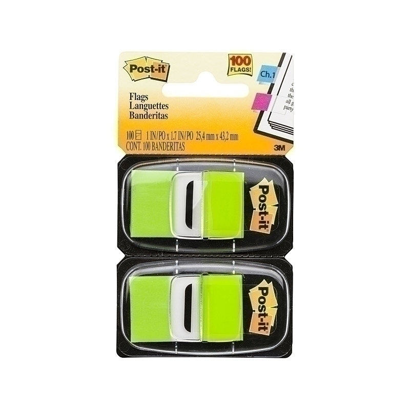 Post-It Flags Bright Green 25 x 43mm 2-Pack - Box of 6  - 7100031740