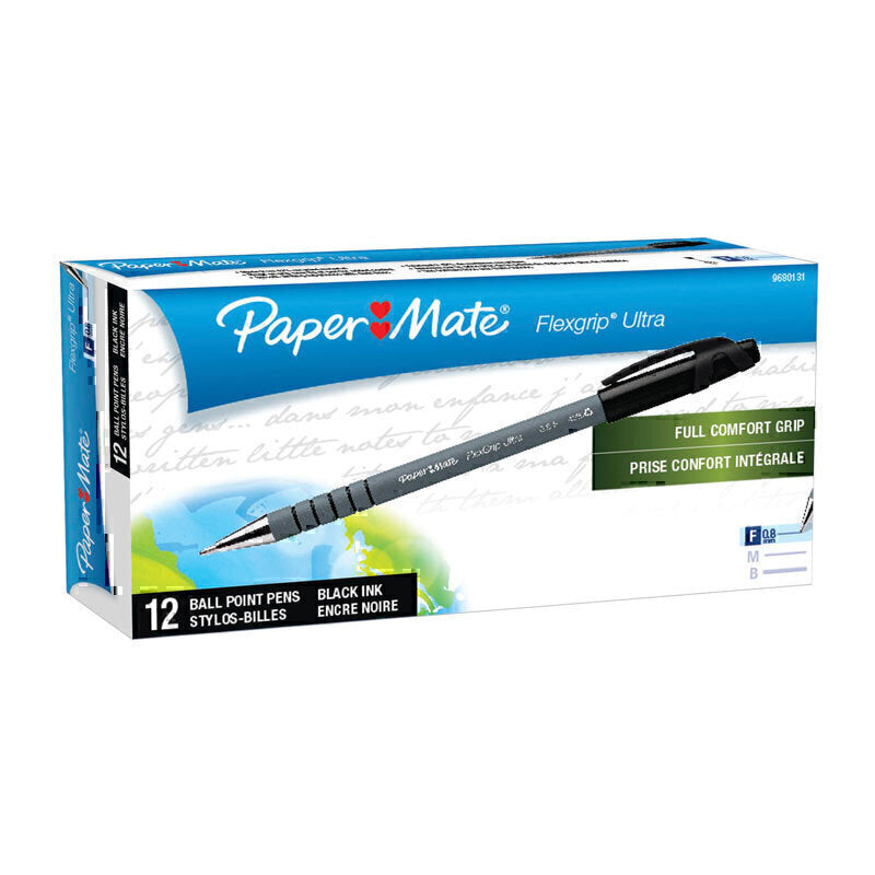 Vtech Paper Paper Mate Flex Grip BP 0.8mm Black Box of 12 - 9680131 – VTech Industries