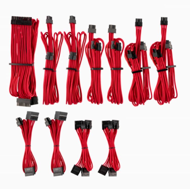 For Corsair PSU - Red Premium Individually Sleeved DC Cable Pro Kit, Type 4 (Generation 4) CP-8920223