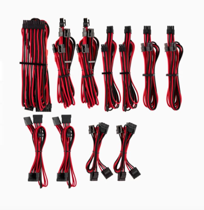 For Corsair PSU - RED/BLACK Premium Individually Sleeved DC Cable Pro Kit, Type 4 (Generation 4) CP-8920226