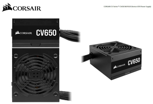 Corsair 650W CV650, 80+ Bronze Certified, up to 88% Efficiency, 125mm Compact Design, EPS 8PIN x 2, PCI-E x 2, ATX Power Supply, PSU Promo CP-9020236-AU
