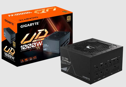 Gigabyte UD1000GM 1000W ATX PSU Power Supply 80+ Gold >90% 120mm Fan Black Flat Cables Single +12V Rail Japanese >100K Hrs GP-UD1000GM