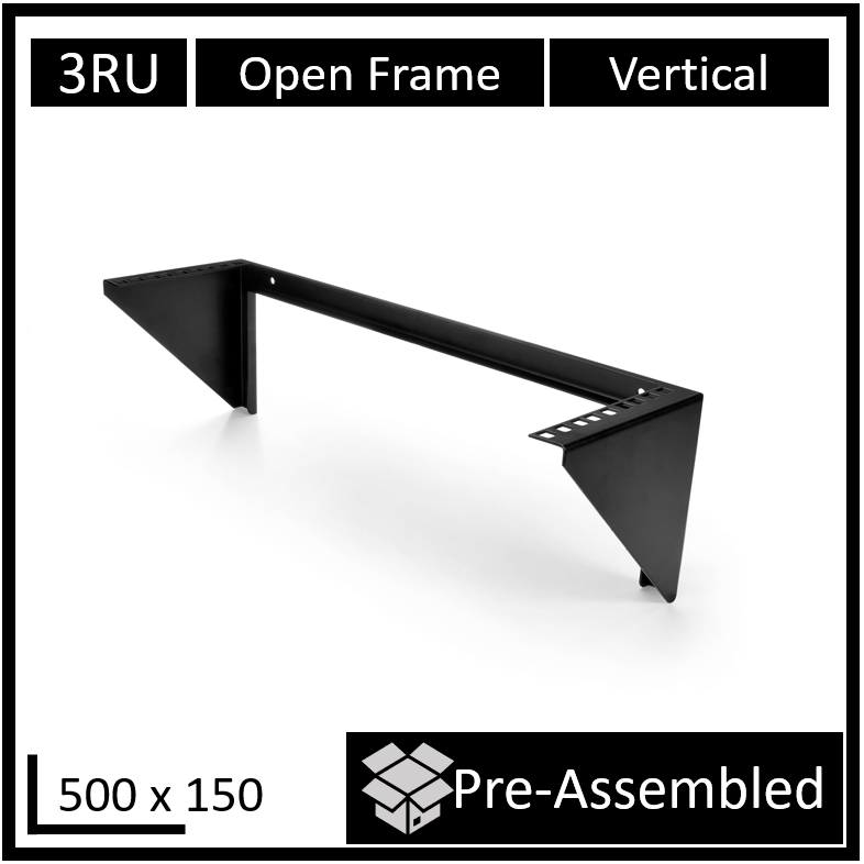 3u Open Rack LDR Open Frame 3U Vertical Wall Mount Frame (500mm x 150mm) - Black Me ...