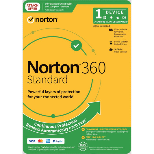 Norton 360 Standard 10GB AU 1 User 1 Device ESD Version - Keys via Email 21432798