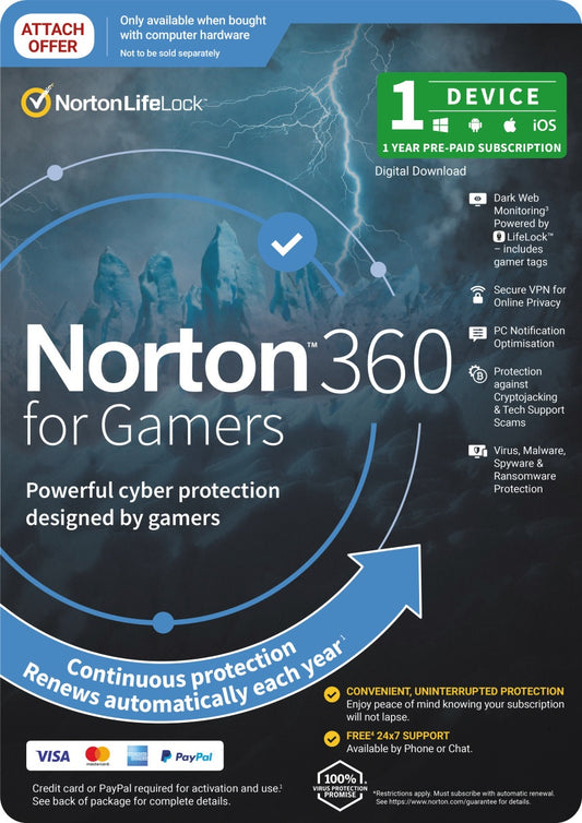 Norton 360 For Gamers 50GB AU 1 User 1 Device OEM 21433641