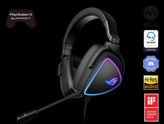 ASUS ROG DELTA S Lightweight USB-C Gaming Headset with AI noise-canceling mic, MQA rendering technology, RGB lighting, PC, Switch & PS5 ROG DELTA S