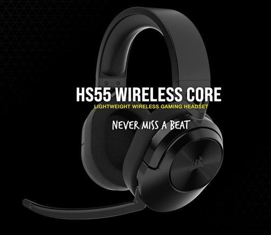 Corsair HS55 Wireless Core Carbon WL & Bluetooth, PS5, Switch. Discord Certified, Ultra Comfort Foam Gaming Headset CA-9011290-AP