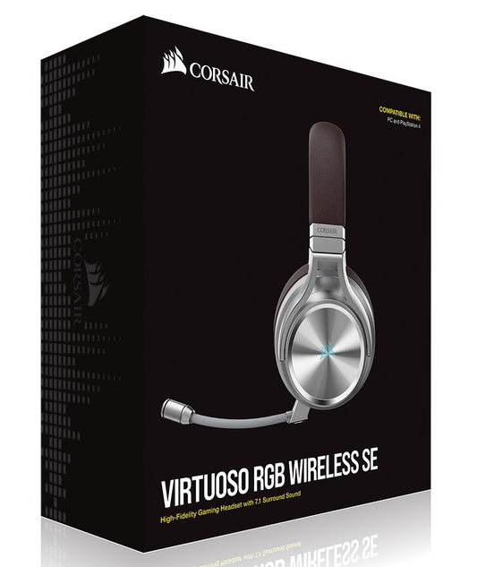 Corsair Virtuoso Wireless SE RGB, Espresso 7.1 Headset. High Fidelity Ultra Comfort, Broadcast Grade 9.5mm Microphone, USB and 3.5mm Headphone CA-9011181-AP